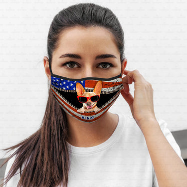 Personalized Dog Gift Idea - Dog Open Mouth Wearing Red Glasses For Dog Lovers - Cloth Mask